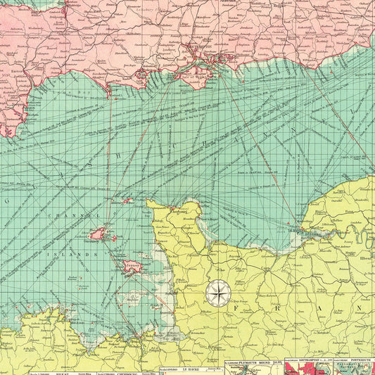 Vintage Map of the English Channel, 1922