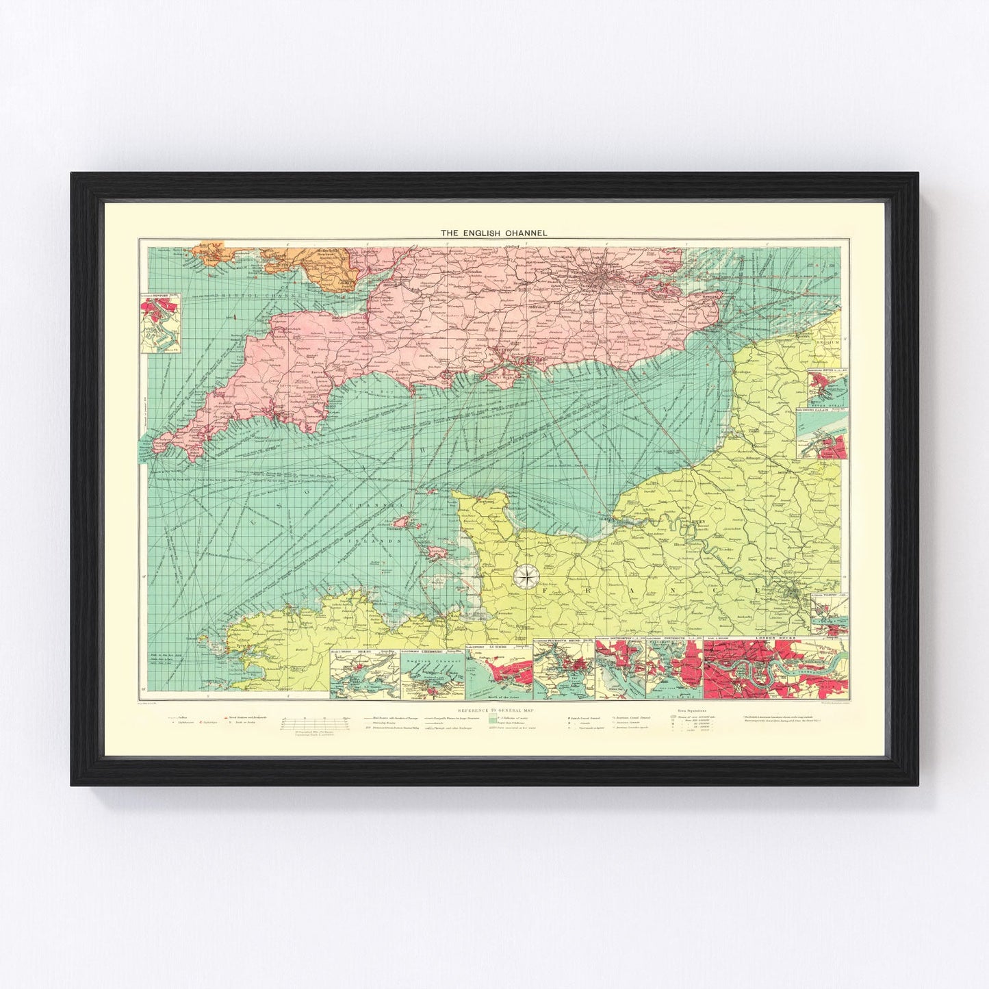 Vintage map of the English Channel, 1922