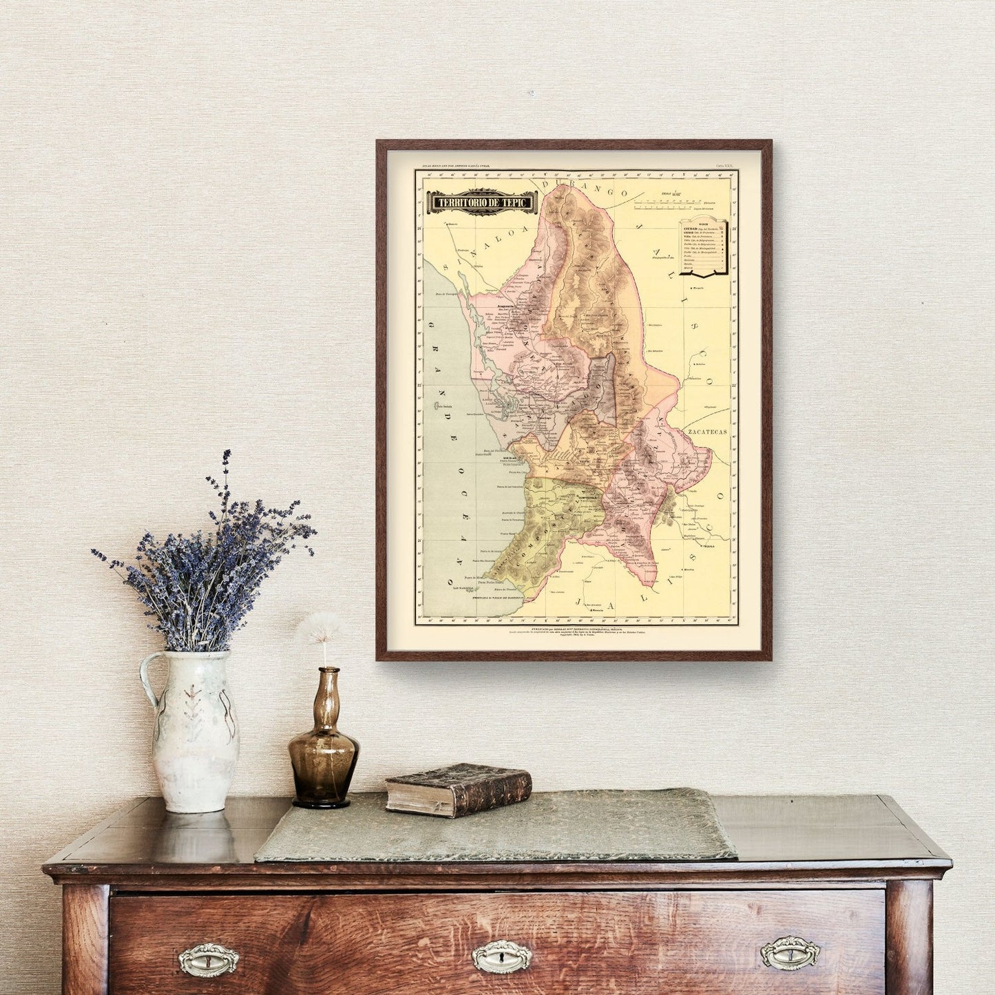 Vintage Map of Tepic, Mexico, 1886