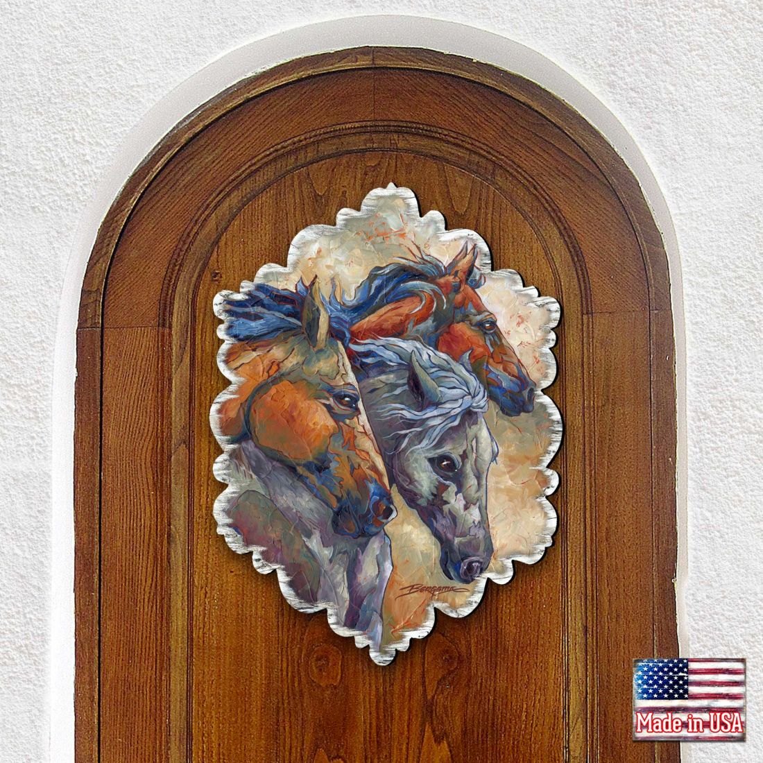Running Horses Wood Wall Art and Door Hanger