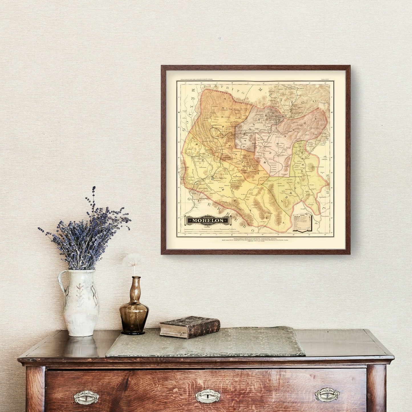 Vintage Map of Morelos, Mexico, 1886