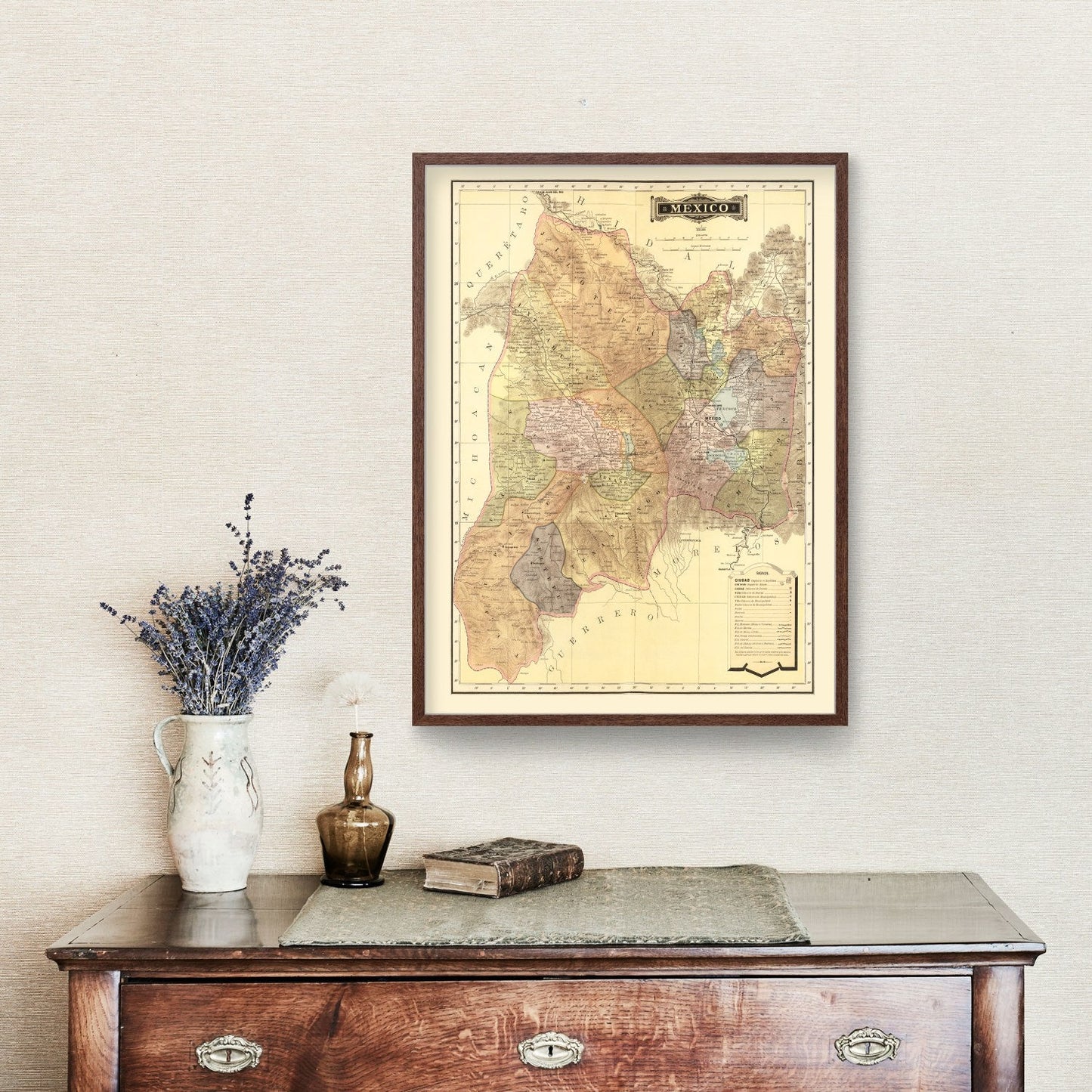 Vintage Map of Mexico, 1886