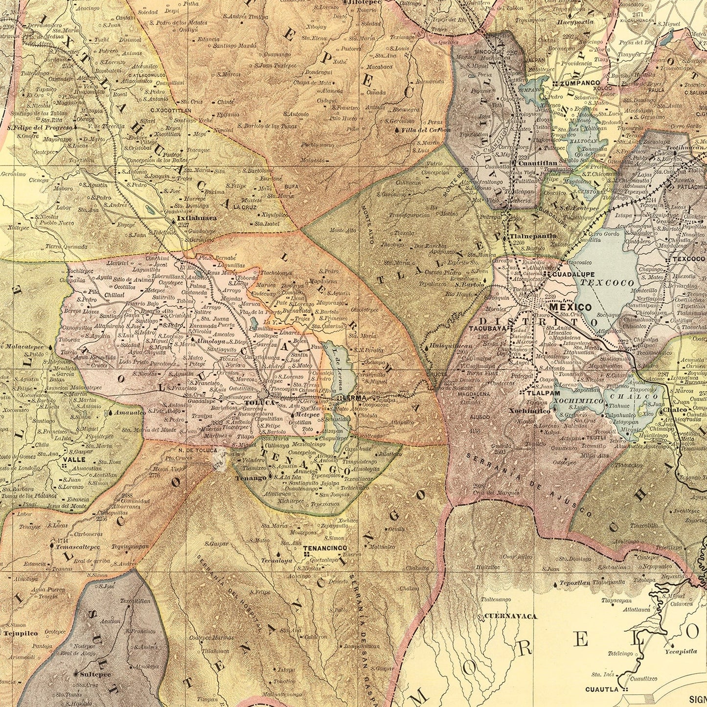 Vintage Map of Mexico, 1886