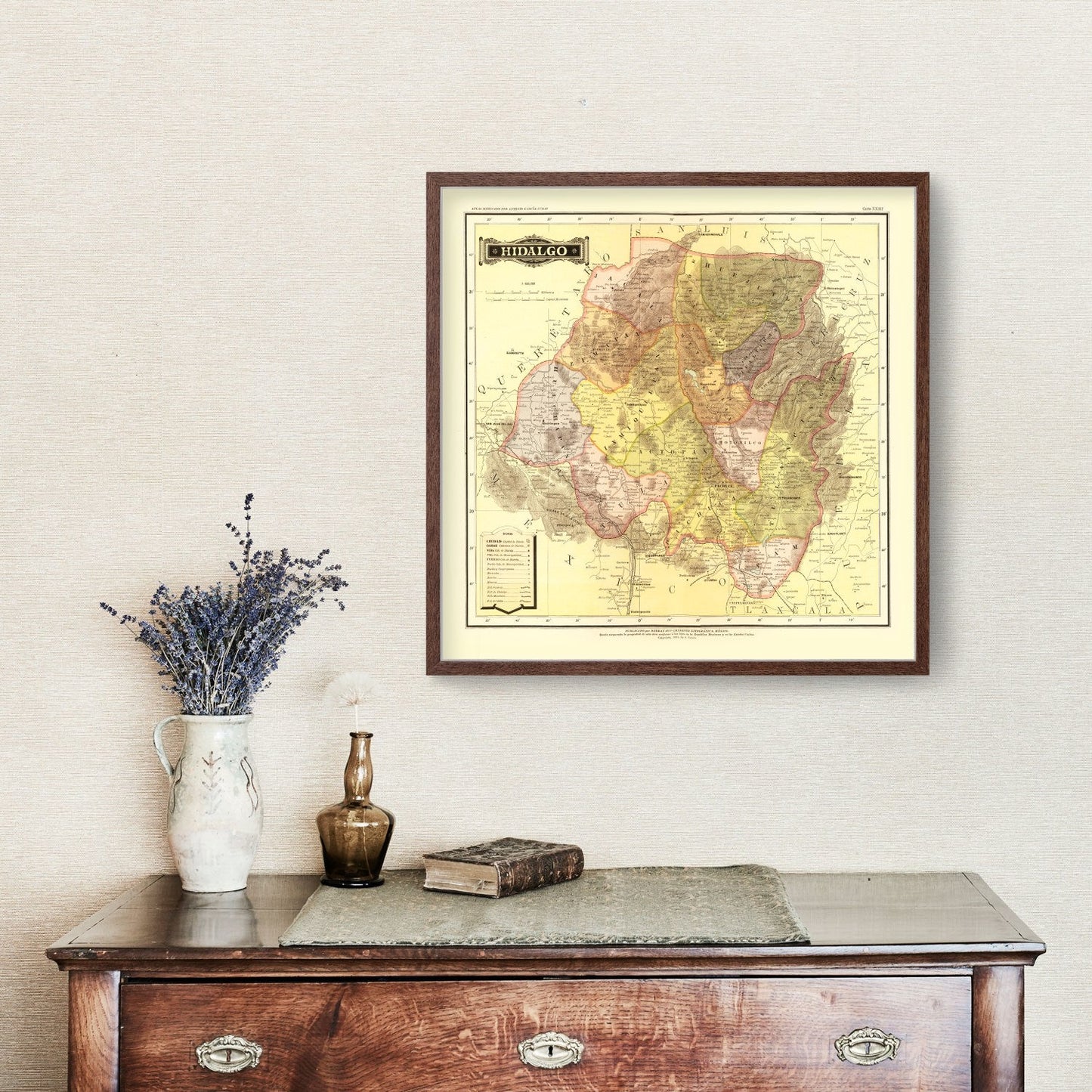 Vintage Map of Hidalgo, Mexico, 1886