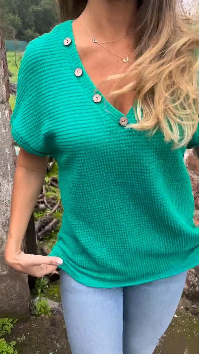 CozyWaffle Knit Top: Effortless Style Meets Everyday Comfort