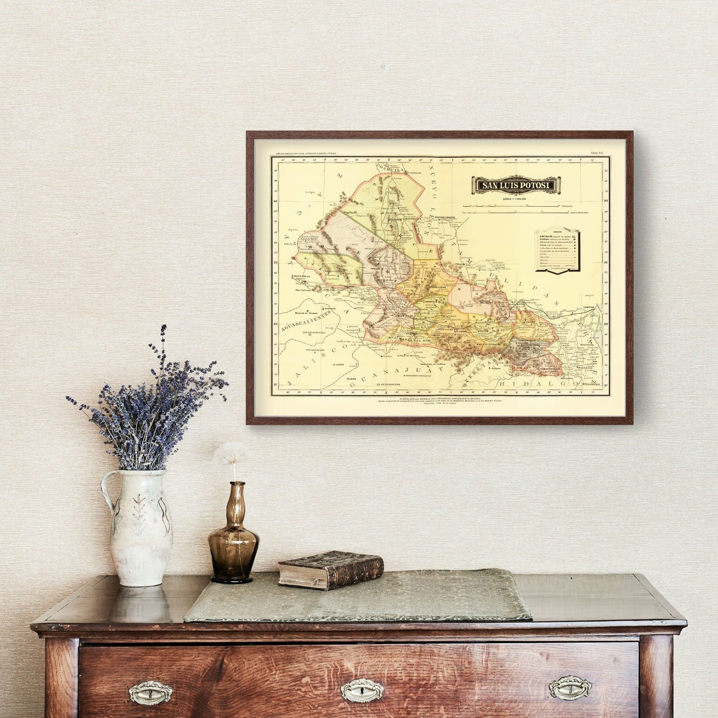 Vintage Map of San Luis Potosi, Mexico, 1886