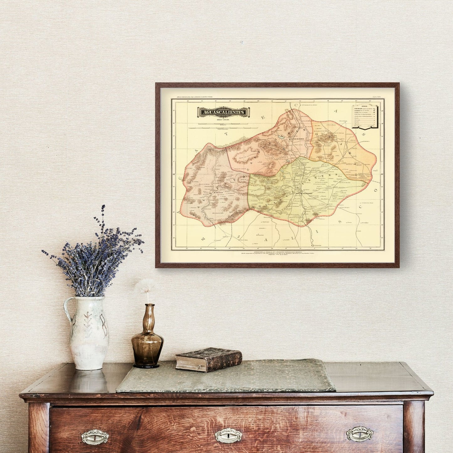 Vintage Map of Aguascalientes, Mexico, 1886