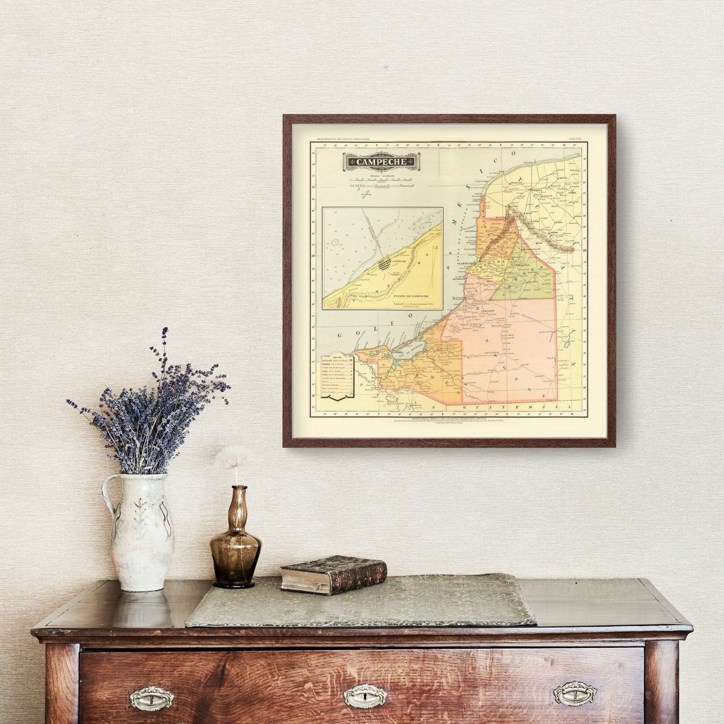 Vintage Map of Campeche, Mexico, 1886 | Wall Art