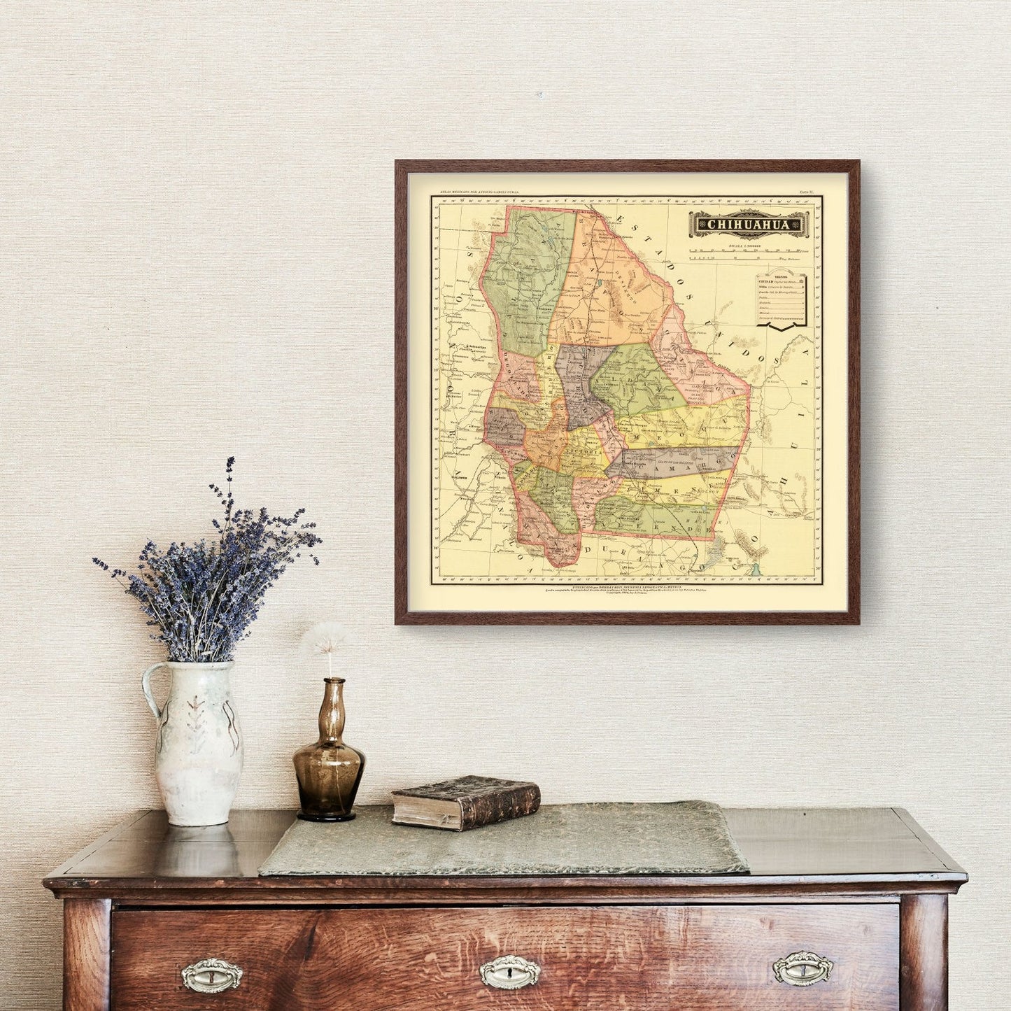 Vintage Map of Chihuahua, Mexico, 1886