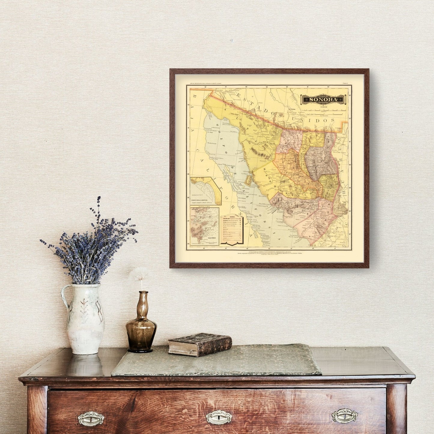 Vintage Map of Sonora, Mexico, 1886
