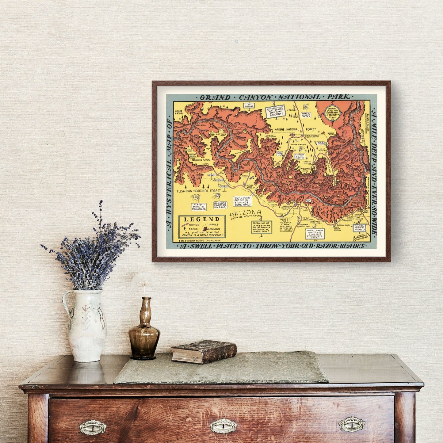 Vintage Map of Grand Canyon National Park, 1940
