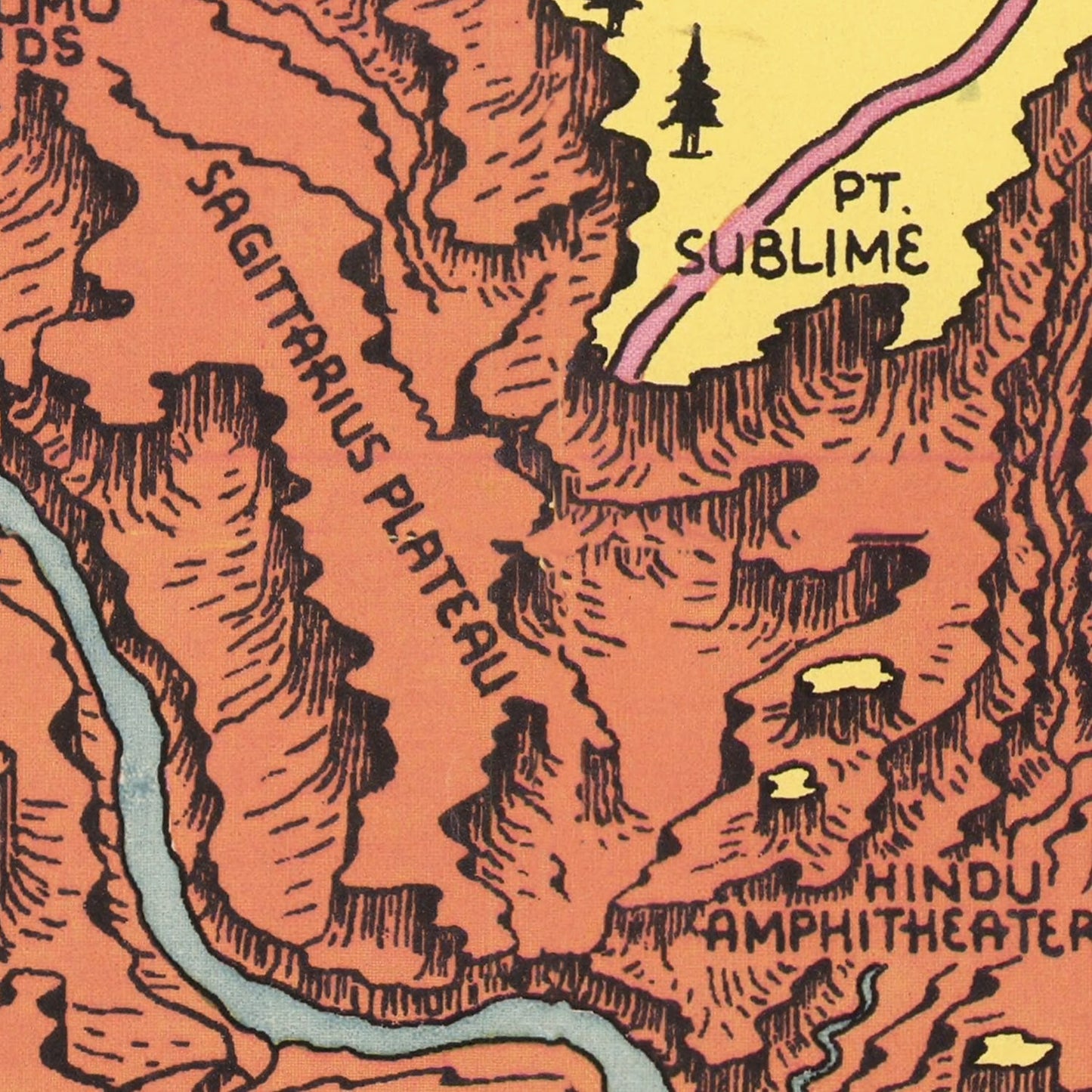 Vintage Map of Grand Canyon National Park, 1940