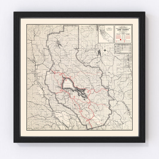 vintage map of Lake County, California, 1935