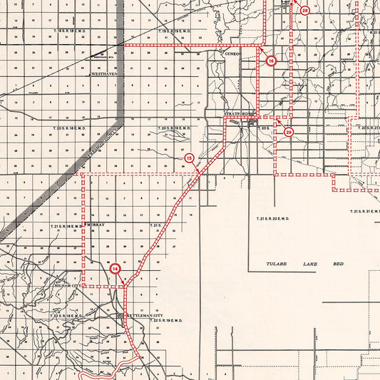 Vintage Map of Kings County, California, 1935