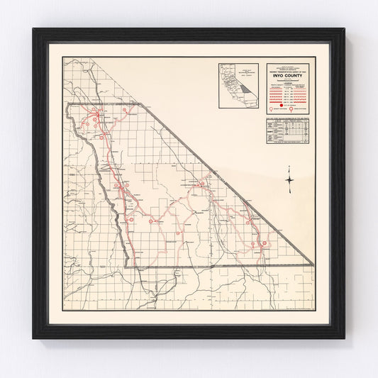 Vintage map of Inyo County, California, 1935