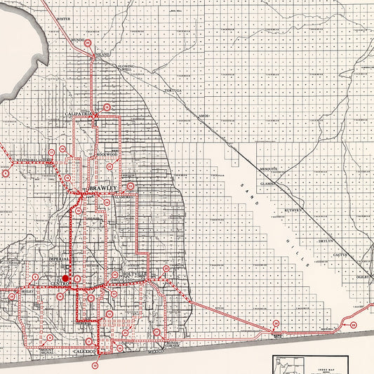 Vintage Map of Imperial County, California, 1935