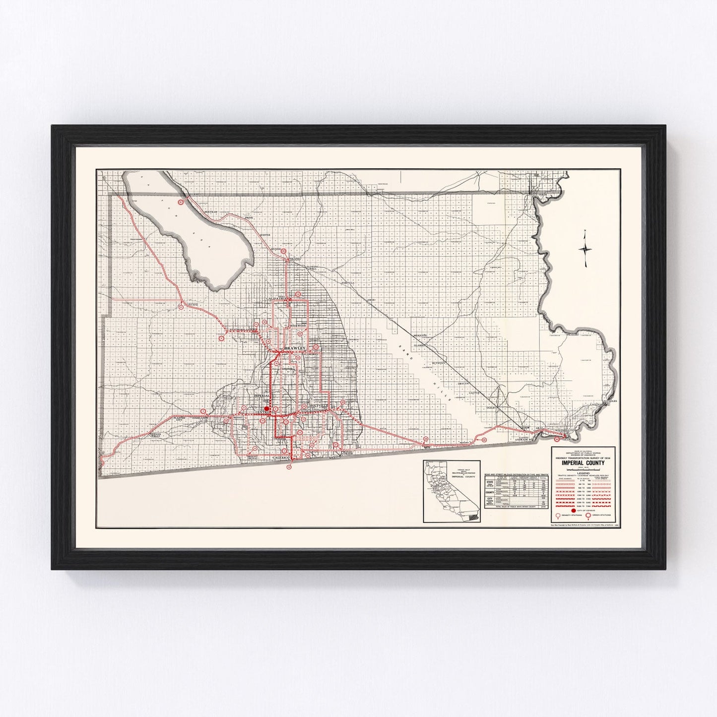 Vintage map of Imperial County, California, 1935