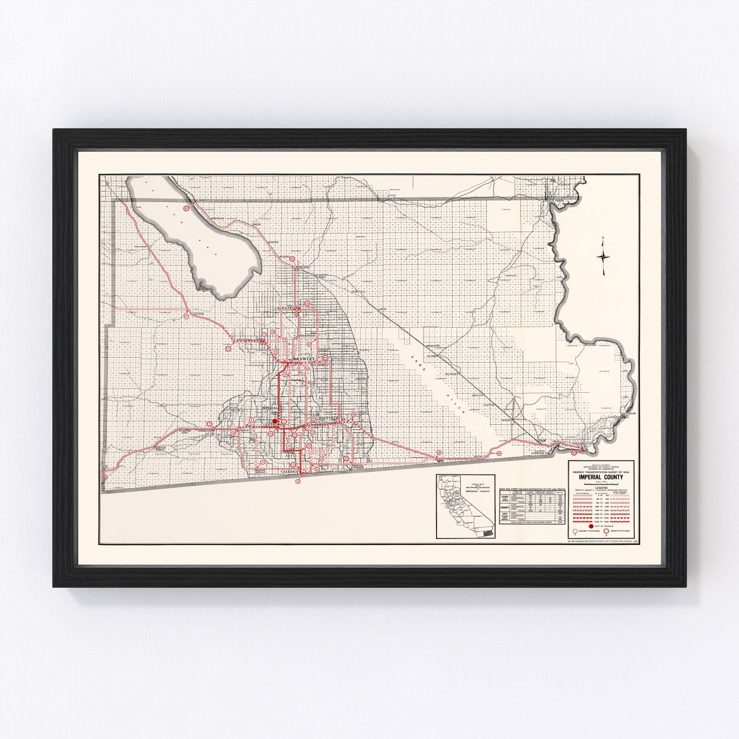 Vintage map of Imperial County, California, 1935