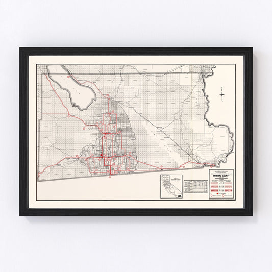 Vintage map of Imperial County, California, 1935