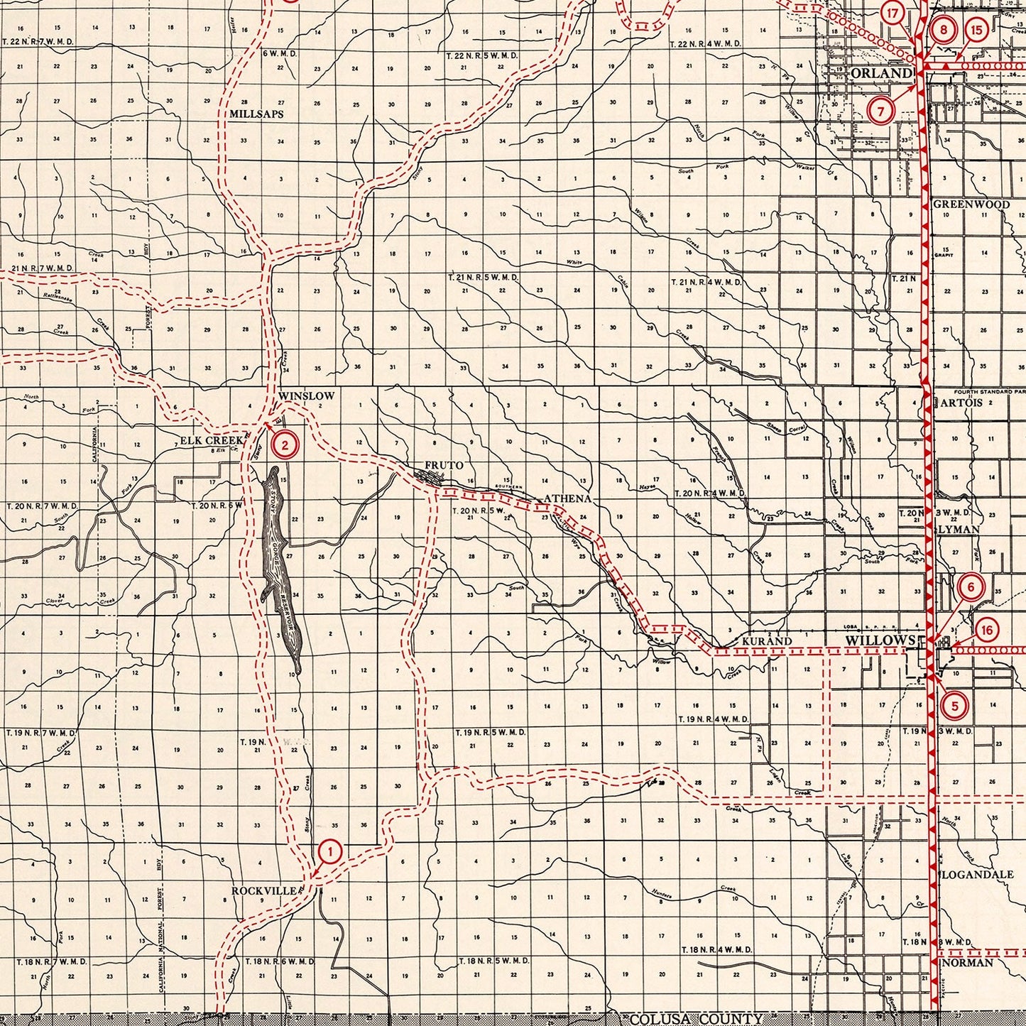 Vintage Map of Glenn County, California, 1935