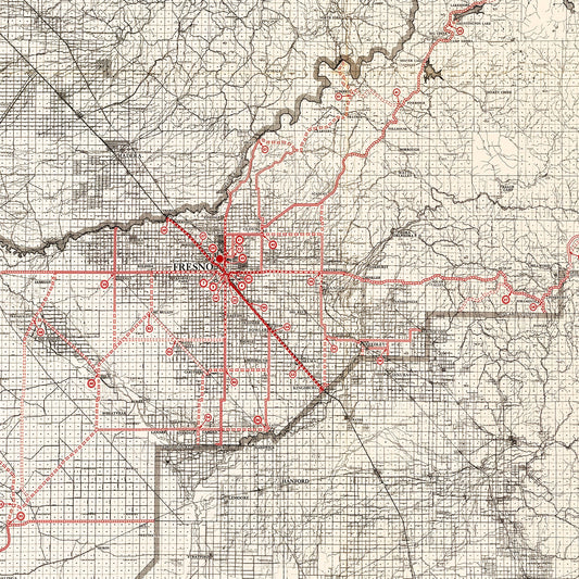Vintage Map of Fresno County, California, 1935
