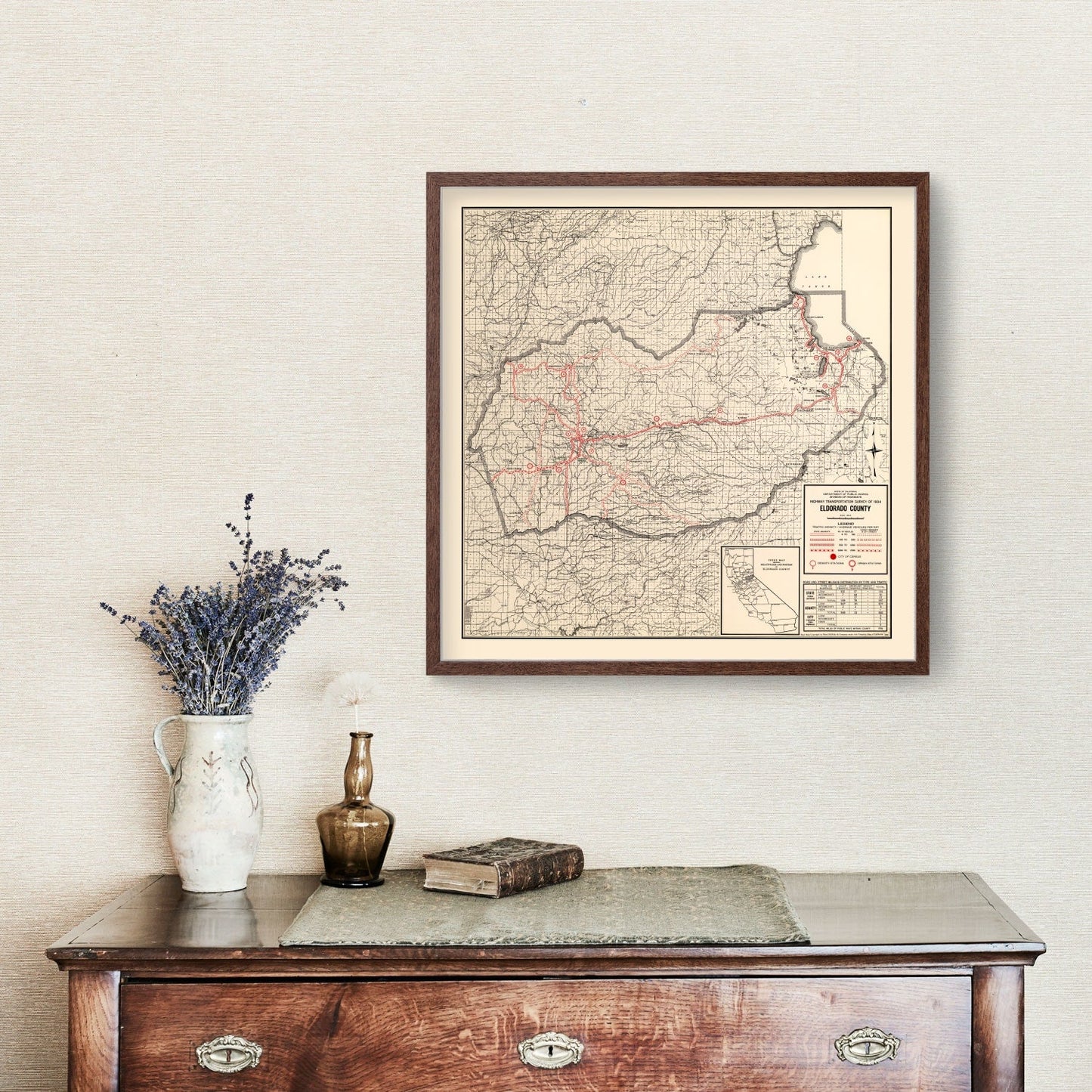 Vintage Map of El Dorado County, California 1935