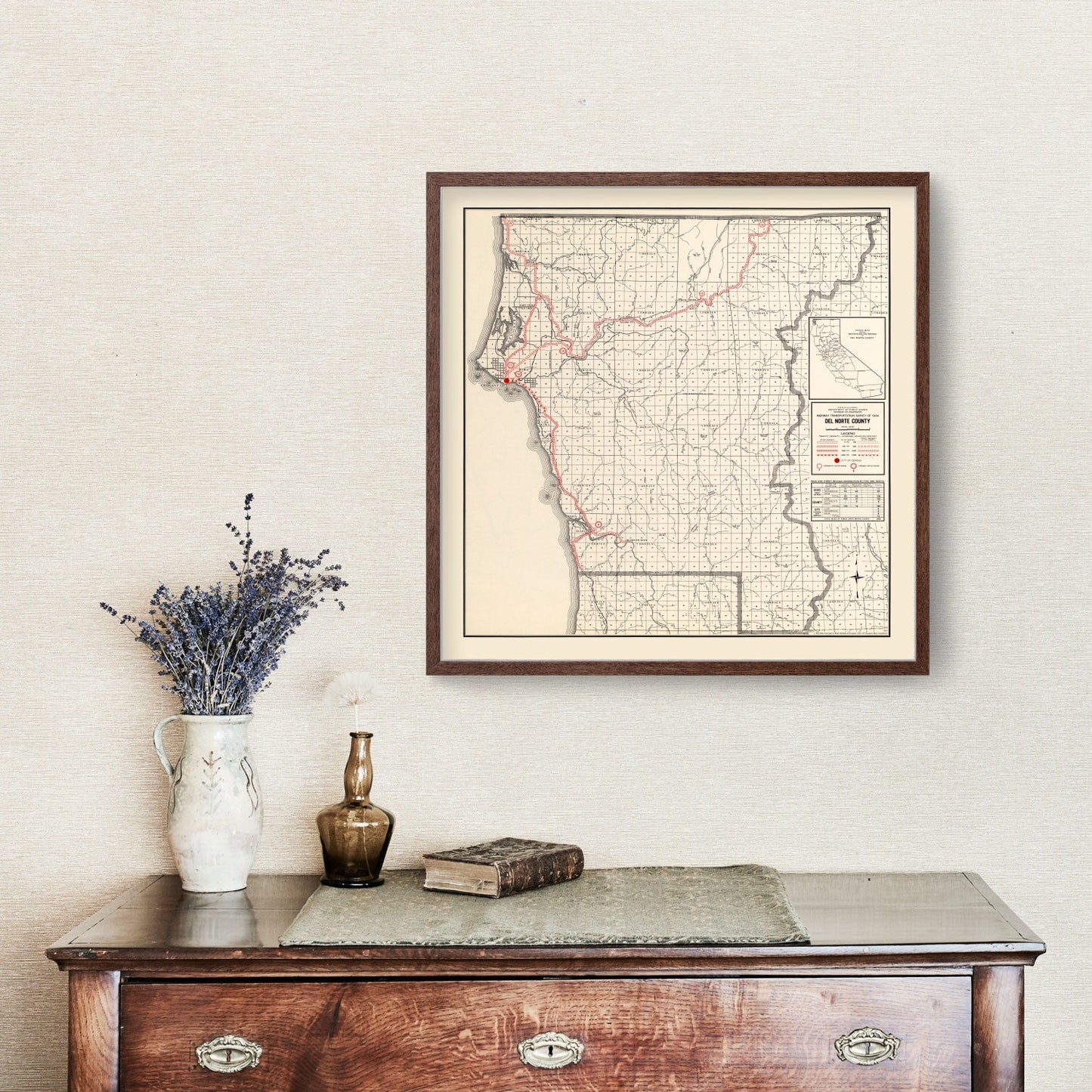 Vintage Map of Del Norte County, California, 1935