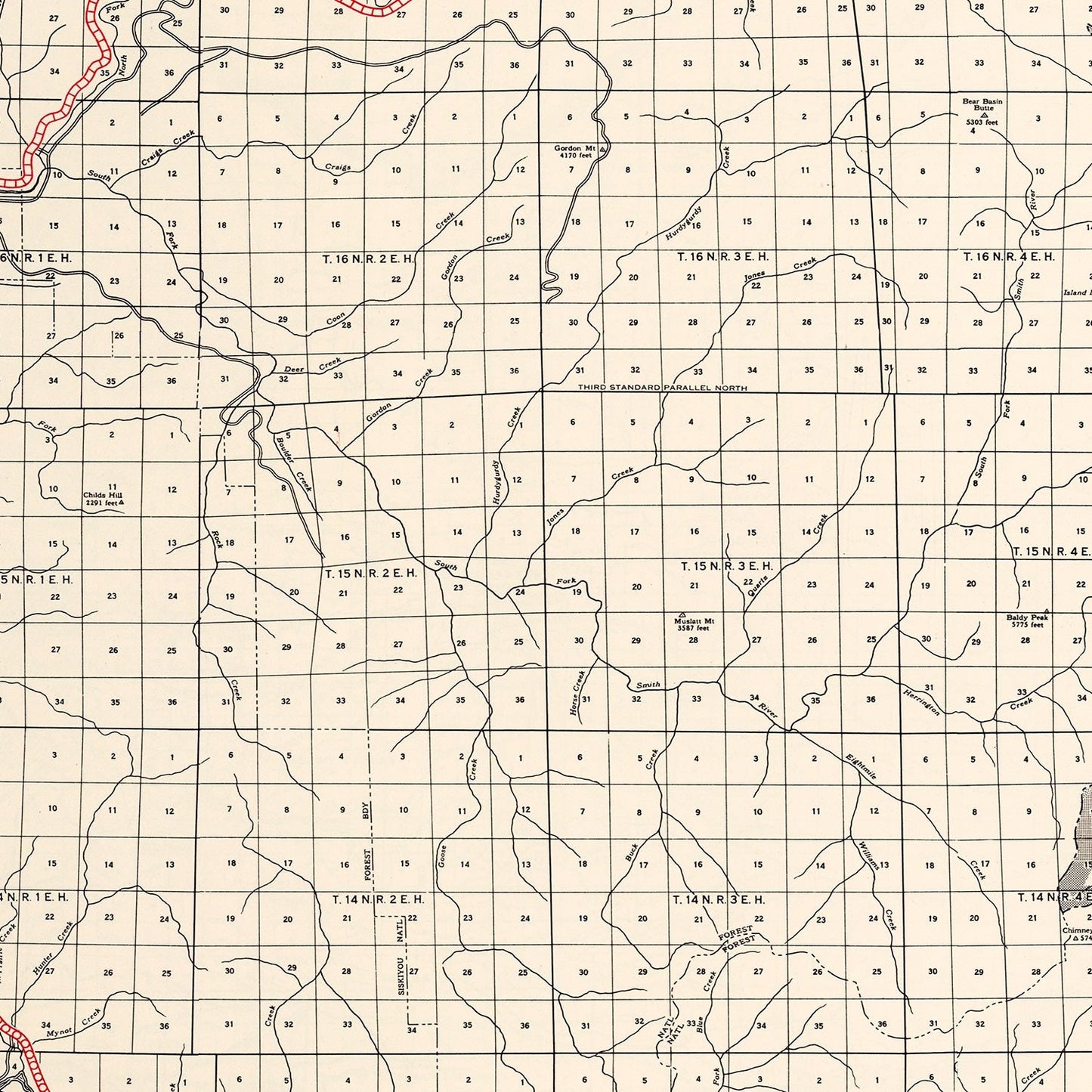Vintage Map of Del Norte County, California, 1935
