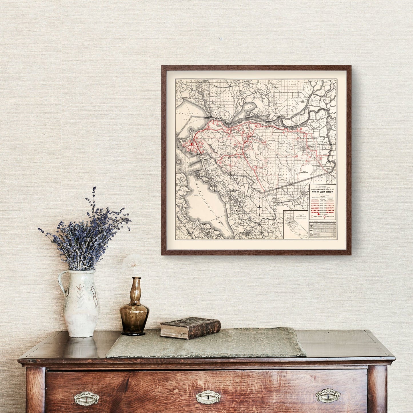 Vintage Map of Contra Costa County, California, 1935