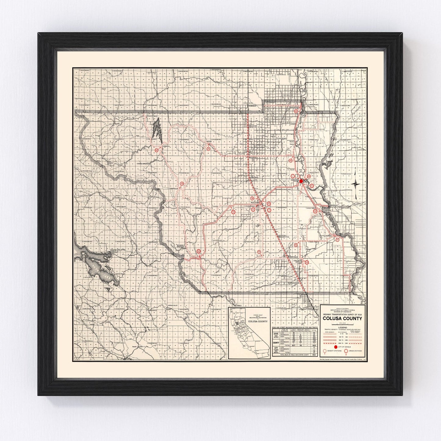 Vintage map of Colusa County, California, 1935