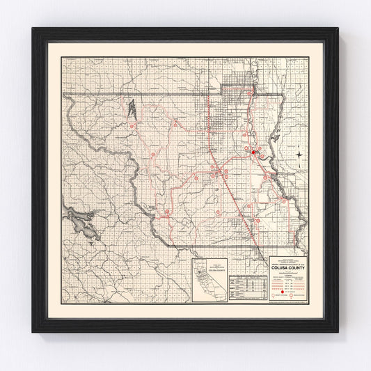 Vintage map of Colusa County, California, 1935