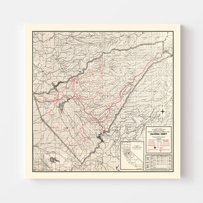 Vintage Map of Calaveras County, California, 1935