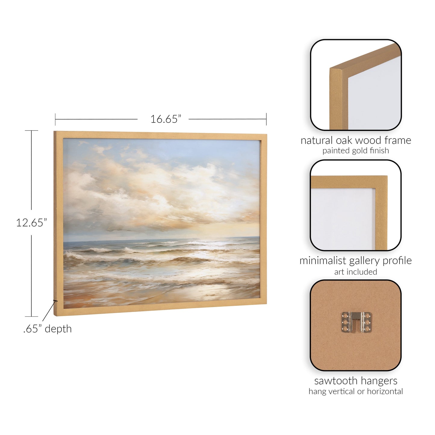 Beach Waves Sunset Coastal Framed Wall Art