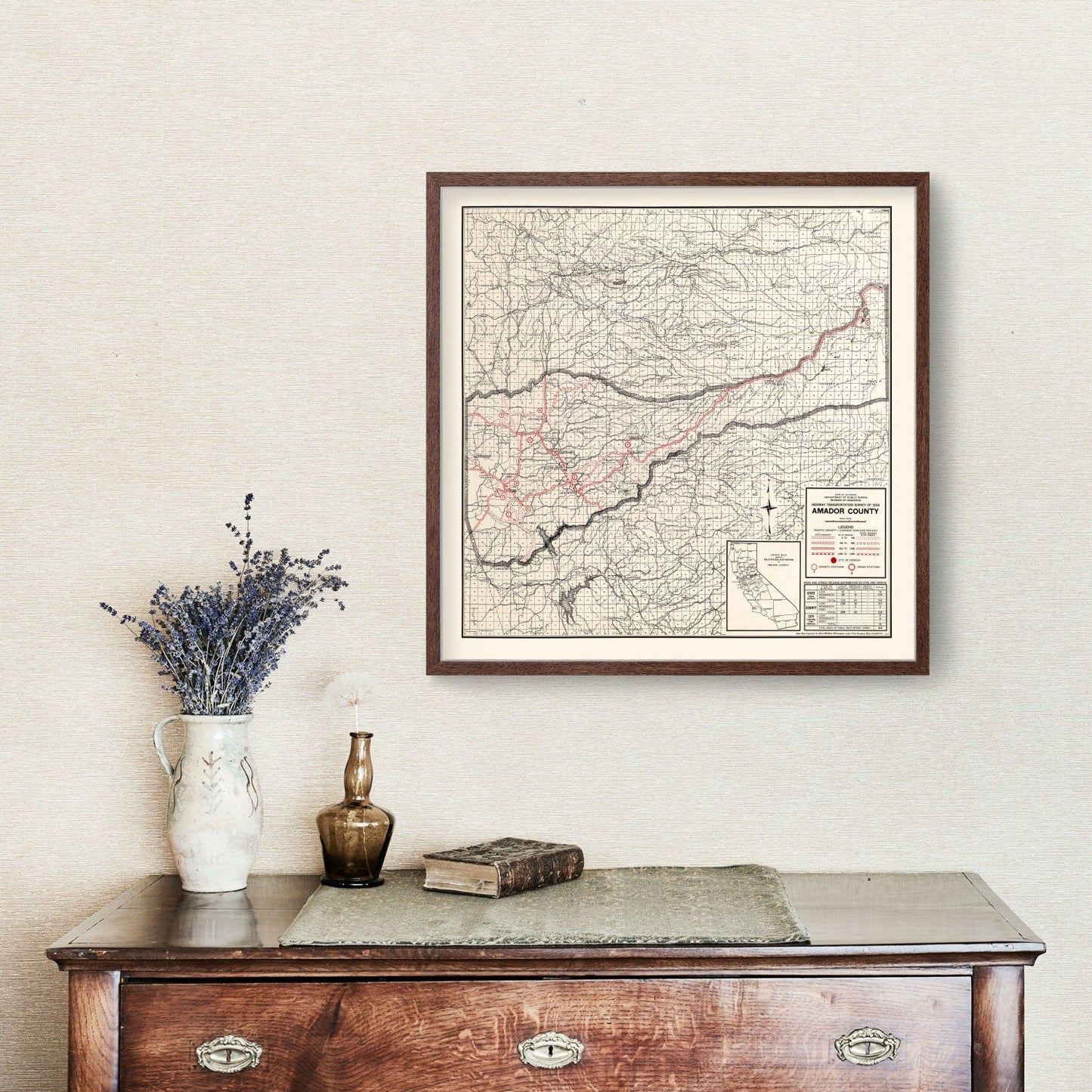 Vintage Map of Amador County, California, 1935