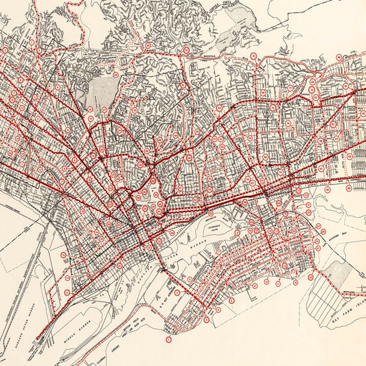 Vintage Map of Oakland, California, 1935