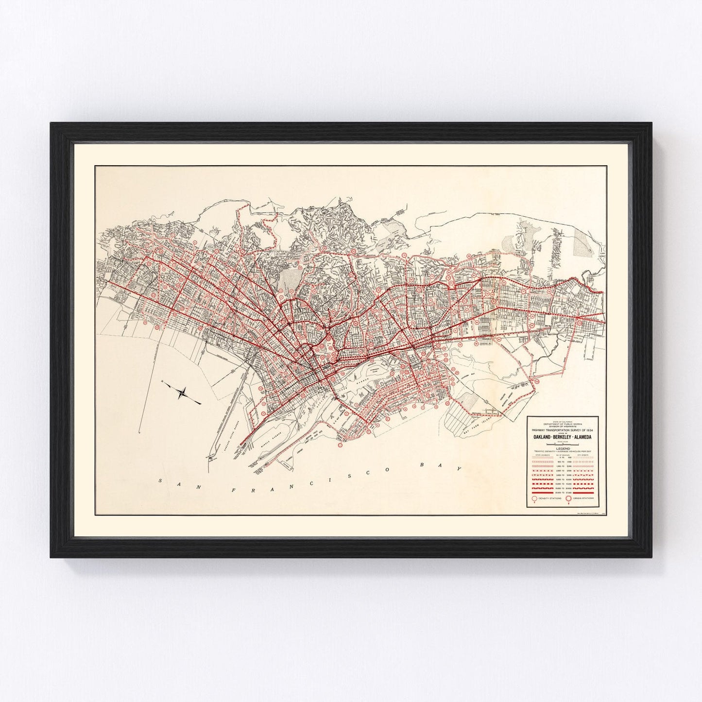vintage map of Oakland, California, 1935