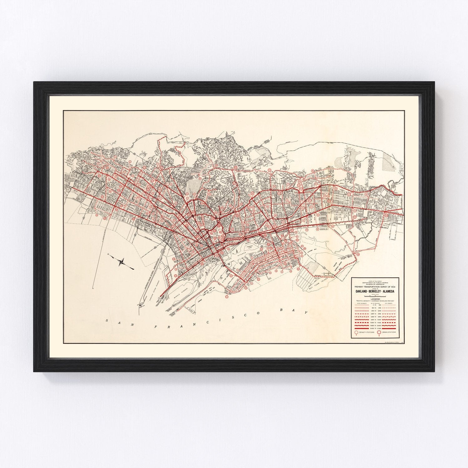 vintage map of Oakland, California, 1935