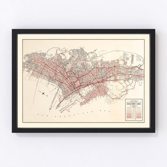 vintage map of Oakland, California, 1935