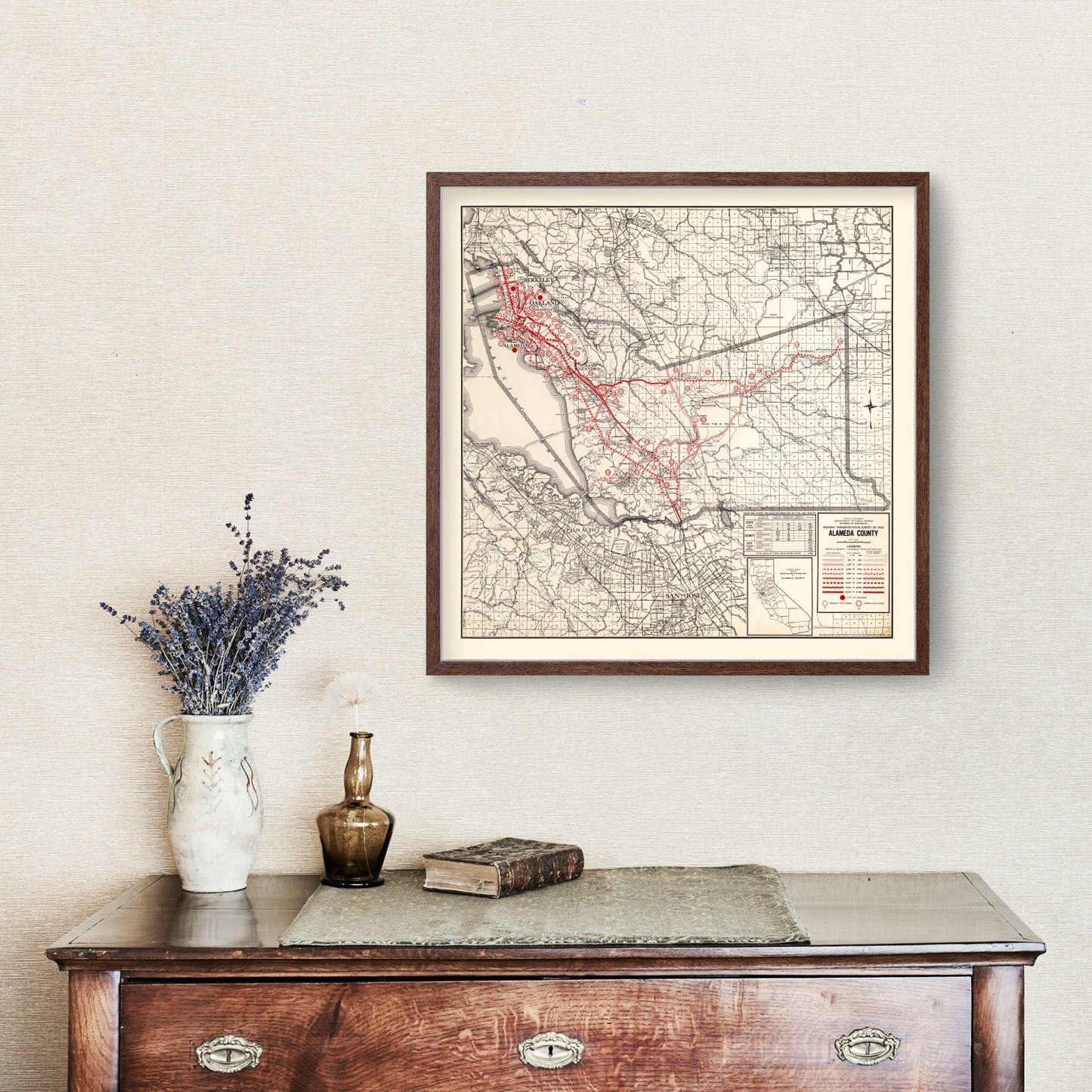 Vintage Map of Alameda County, California, 1935