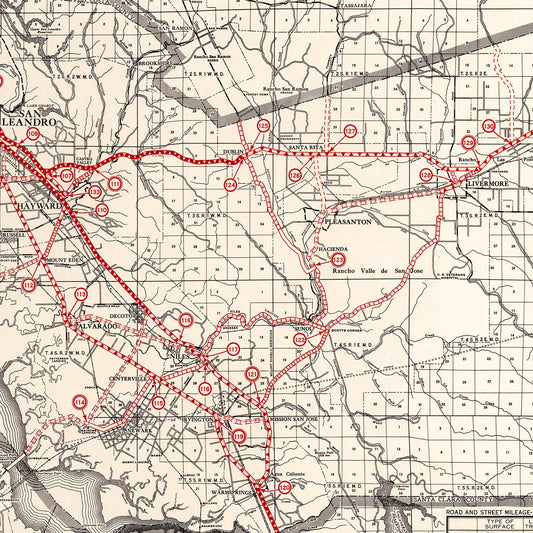 Vintage Map of Alameda County, California, 1935