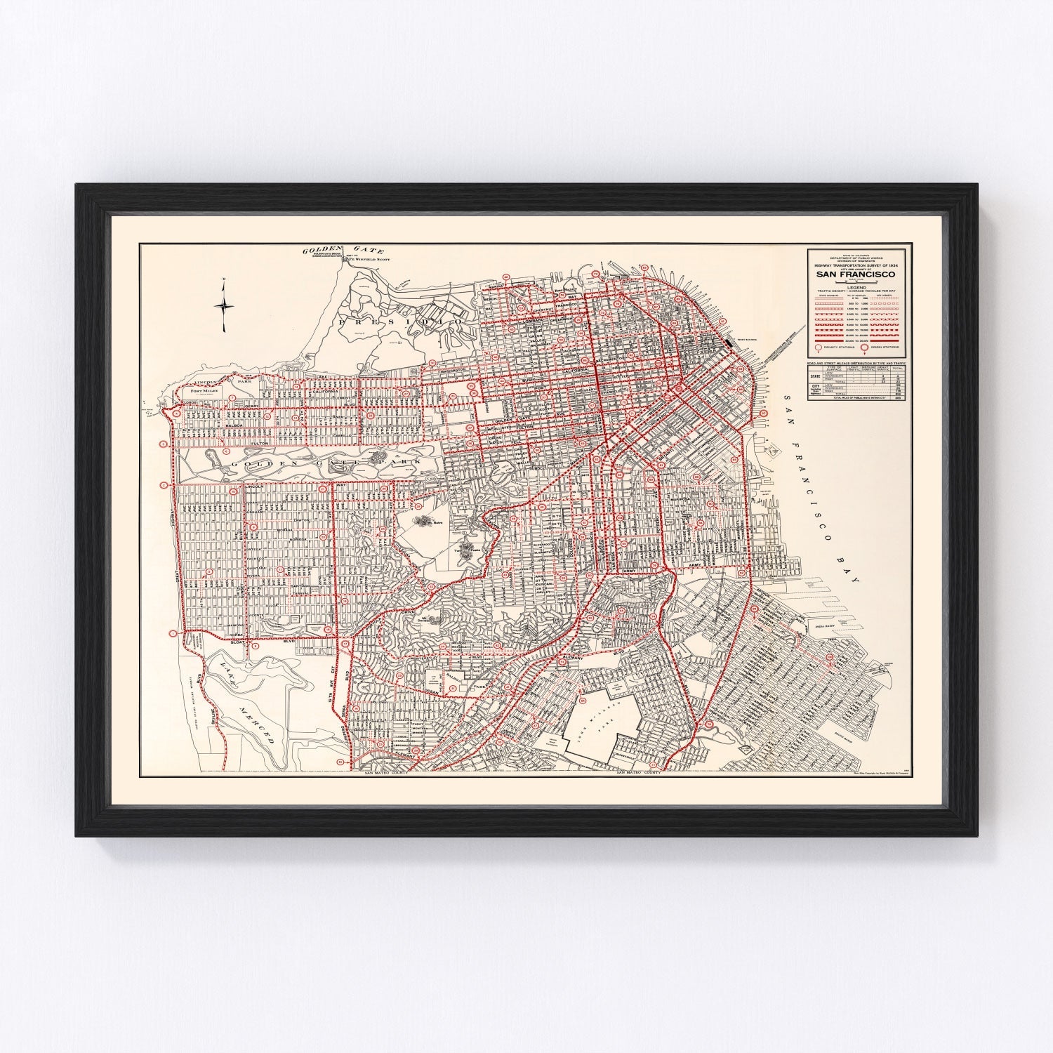 vintage map of San Francisco County, California, 1935