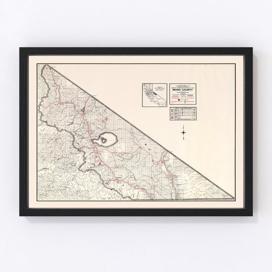 Vintage map of Mono County, California, 1935