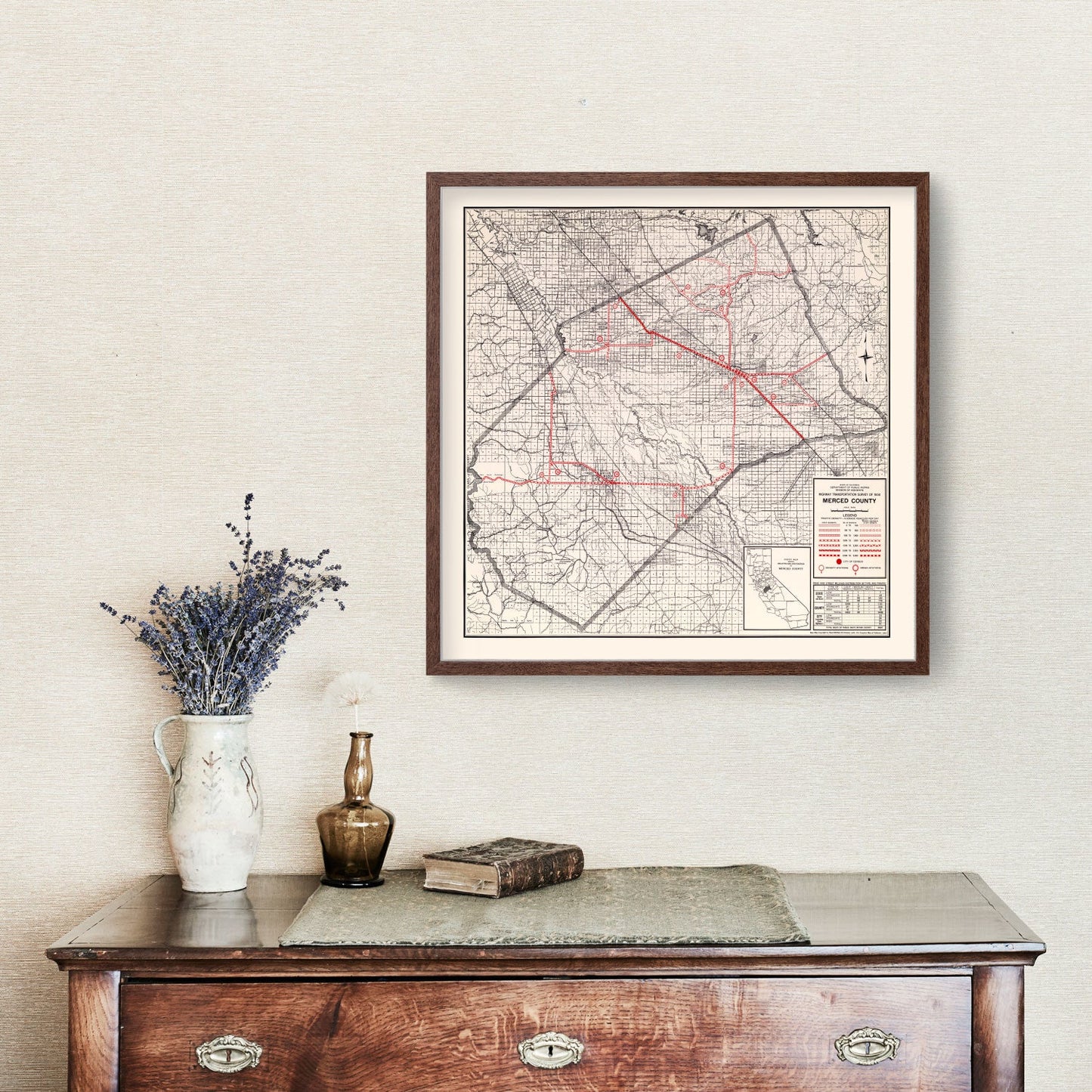 Vintage Map of Merced County, California, 1935