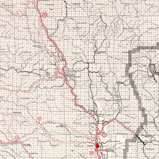Vintage Map of Mendocino County, California, 1935