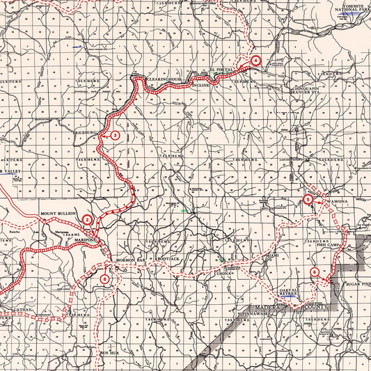 Vintage Map of Mariposa County, California, 1935