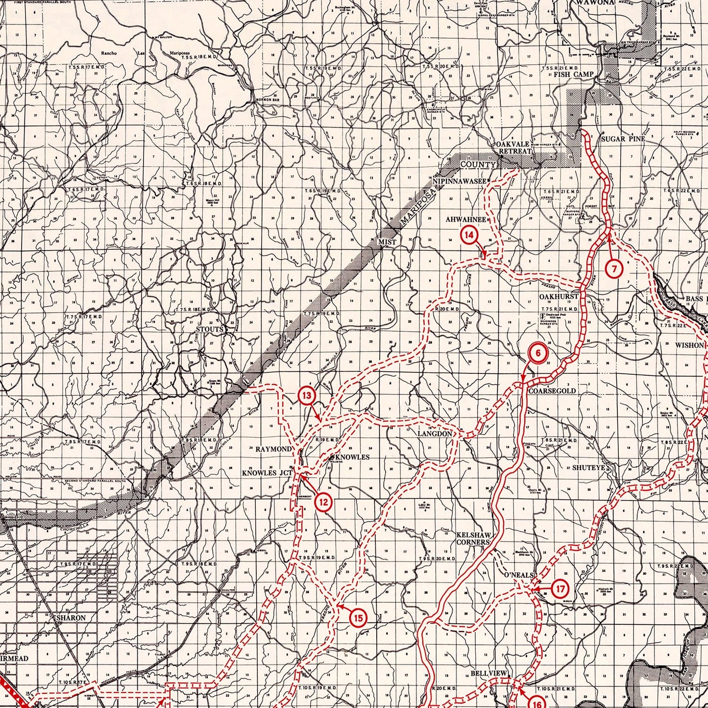 Vintage Map of Madera County, California, 1935