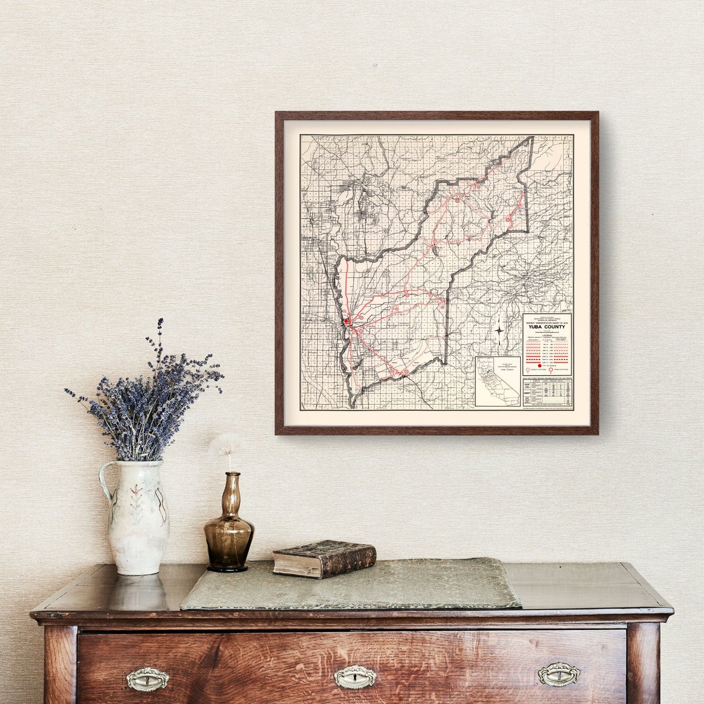 Vintage Map of Yuba County California, 1935