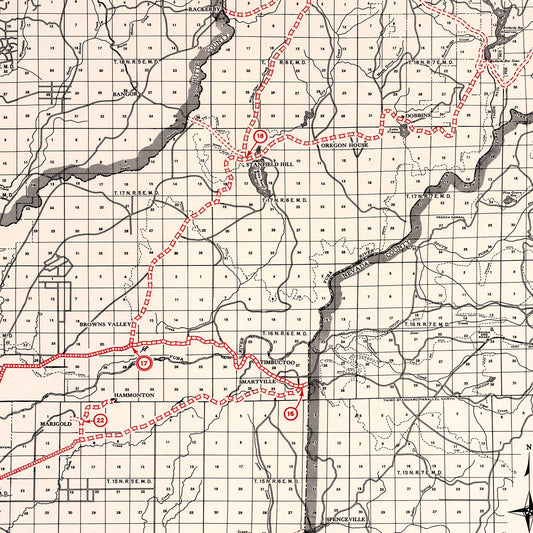 Vintage Map of Yuba County California, 1935