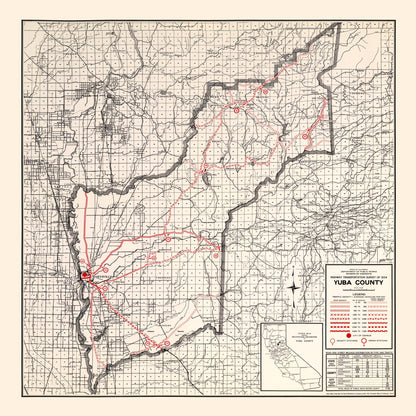 Vintage Map of Yuba County California, 1935