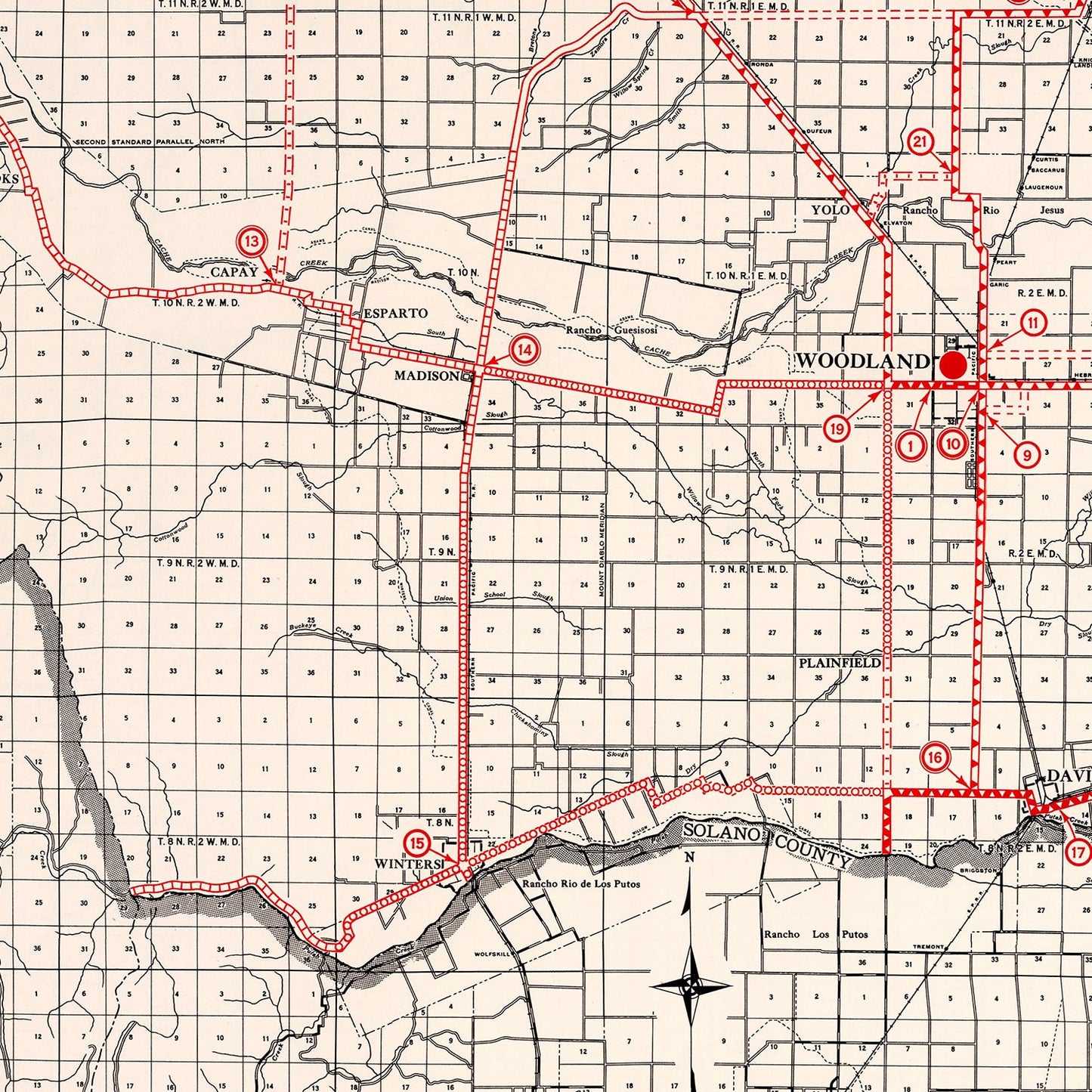 Vintage Map of Yolo County, California, 1935